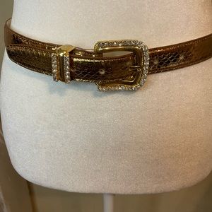 Genuine  vintage snake skin gold belt size S/M 35 inches long.